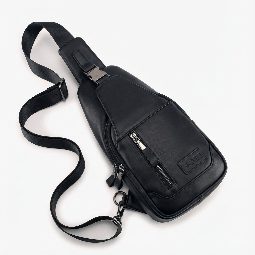 Men's Leather Sling Bag – Compact Travel Carry