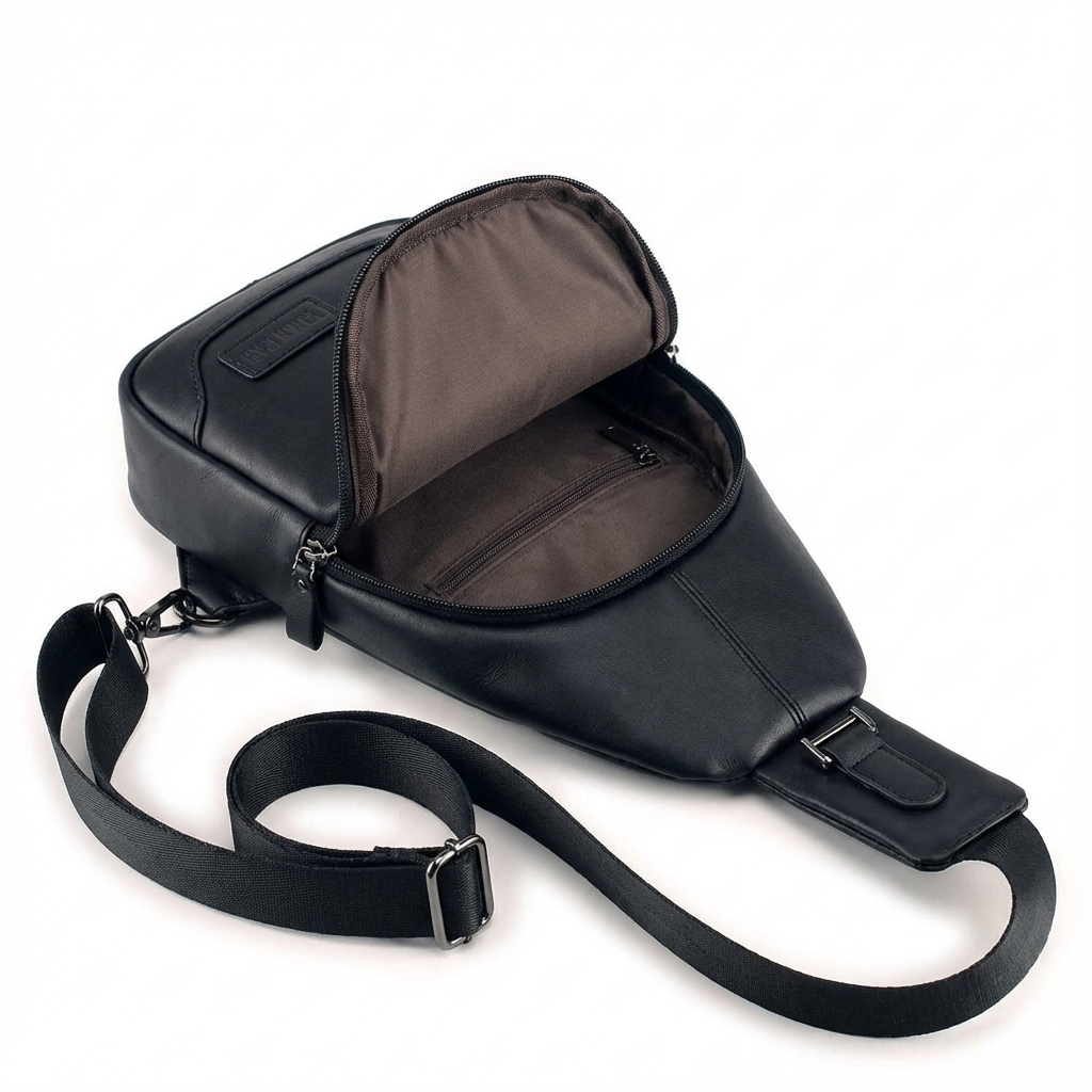 Men's Leather Sling Bag – Compact Travel Carry